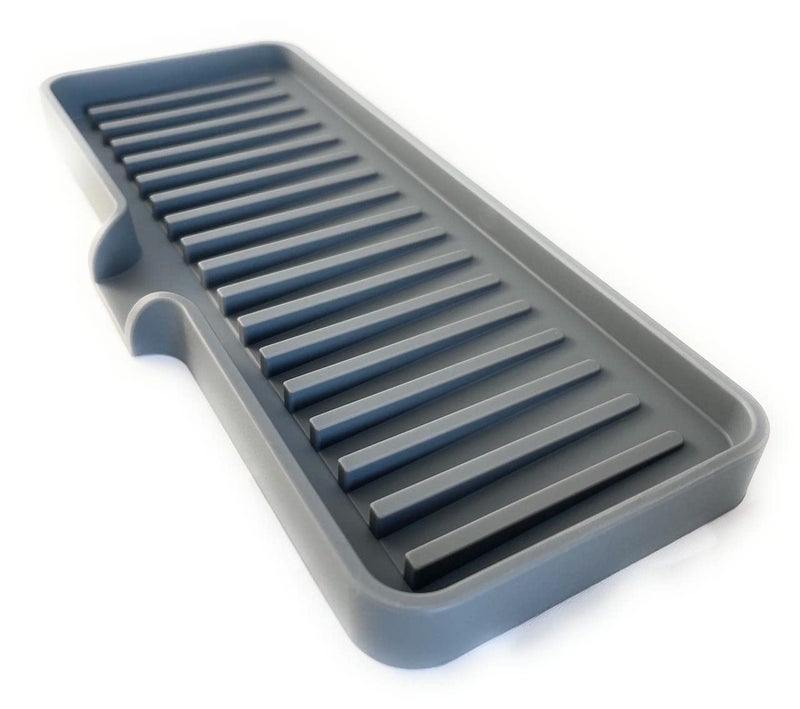 Happitasa Silicone Soap Dish Tray and Sponge Holder with Drain Chute | Bathroom and Kitchen Sink Organizer Caddy (Grey  9""x3.5""  5.6 Ounces) - Image 3